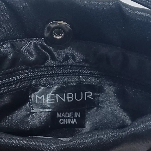 MENBUR Black Evening Bag Short Strap Handbag Pocketbook Purse Gemstones - Picture 4 of 6